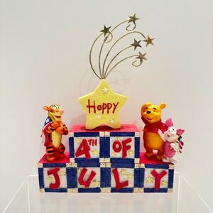 Disney Winnie the Pooh 4th of July Patriotic Block Figurine Set Tigger Piglet
